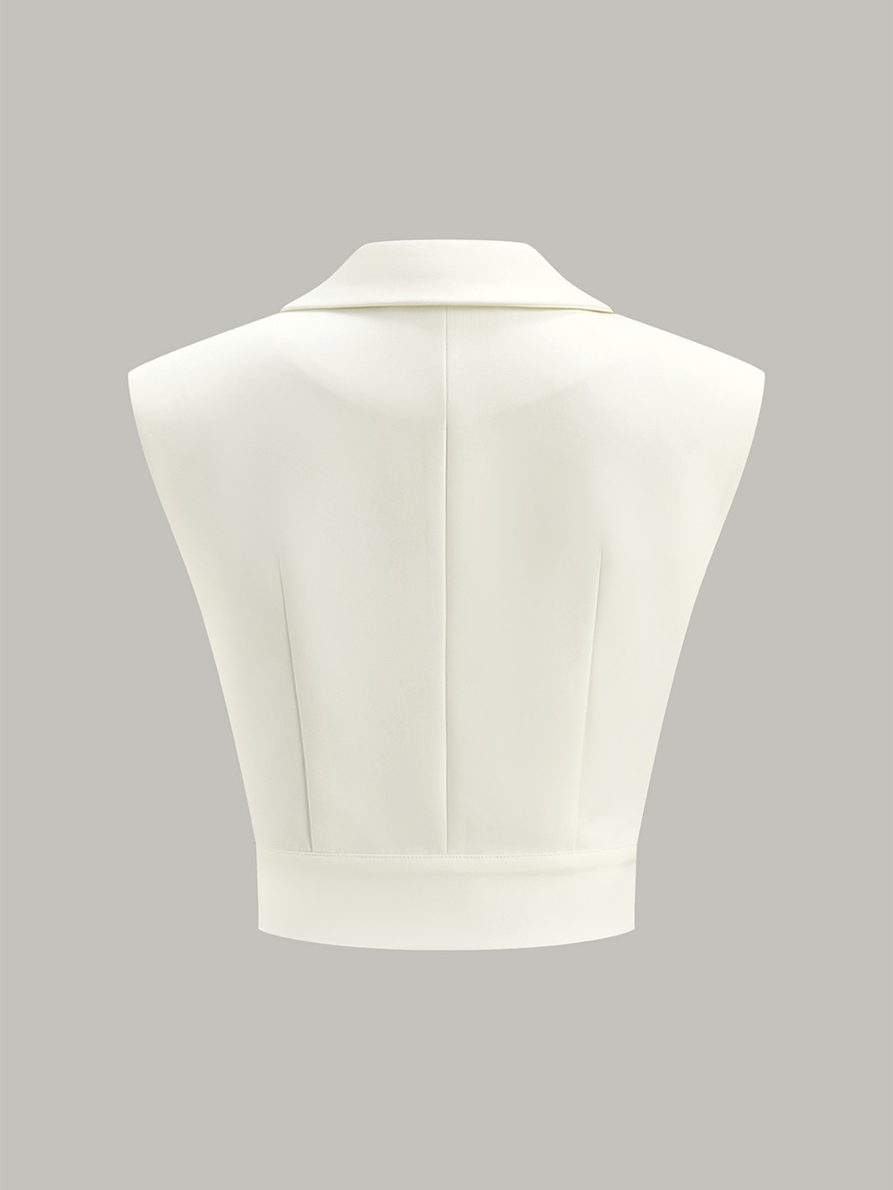COMMENSE Cropped Wide-Shoulder Waist-Cinching Blazer Vest NWT White XL - Picture 3 of 12